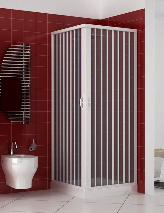 Box doccia angolare Luna 70x70 cm in PVC a soffietto — compatto, Made in Italy