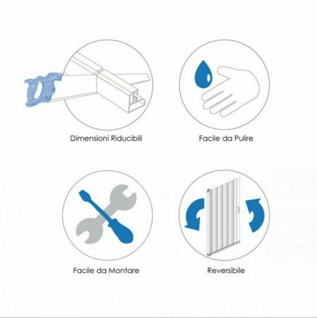 Corner shower enclosure Luna 70x70 cm in PVC folding — compact, Made in Italy