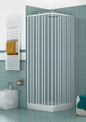 Luna 70x70 cm corner shower enclosure in side-folding PVC — compact and space-saving, Made in Italy
