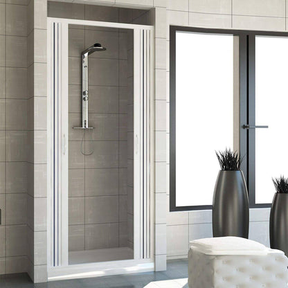 Box doccia da nicchia Venere 140 cm in PVC a soffietto centrale — maxi nicchia, doppia anta, Made in Italy