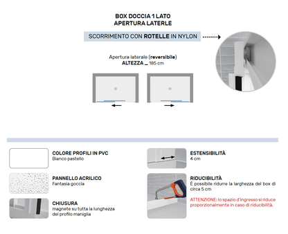 Box doccia nicchia Iris 150 in pvc apertura laterale