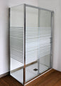 Style sliding niche shower enclosure in silkscreen printed glass 120cm