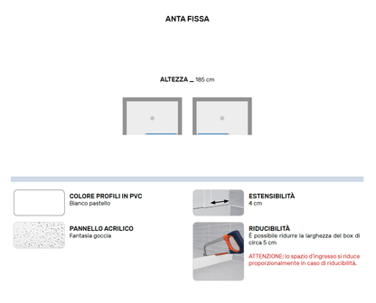 Box doccia nicchia Tulipano 70 in pvc Anta fissa