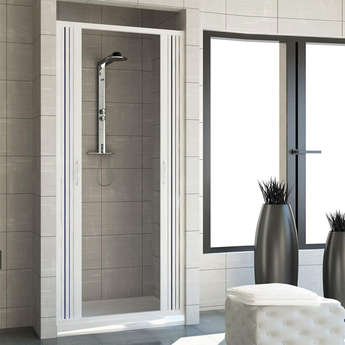 Venere 100 cm PVC Bi-Fold Niche Shower Enclosure — Double Door, Made in Italy