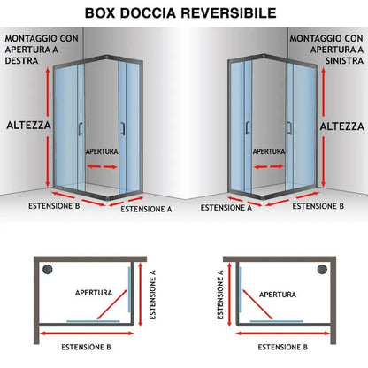 Box doccia Style 70x90xh190cm in cristallo trasparente 6 mm