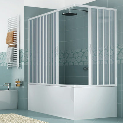Galassia 70x140 cm PVC folding corner shower screen for bathtub — 2 panels, Made in Italy