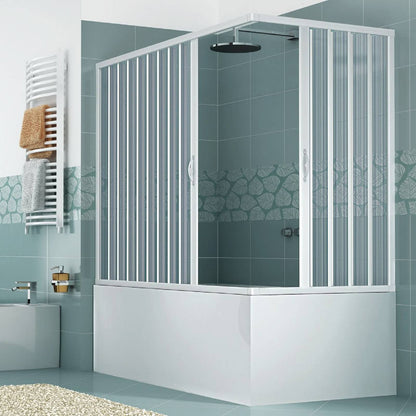 Box sopravasca Galassia 70x170 cm in PVC a soffietto angolare — 2 ante, Made in Italy
