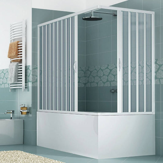 Box sopravasca Galassia 70x170 cm in PVC a soffietto angolare — 2 ante, Made in Italy