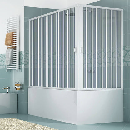 Box sopravasca Galassia 70x170 cm in PVC a soffietto angolare — 2 ante, Made in Italy