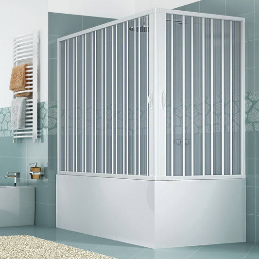 Box sopravasca Galassia 70x170 cm in PVC a soffietto angolare — 2 ante, Made in Italy