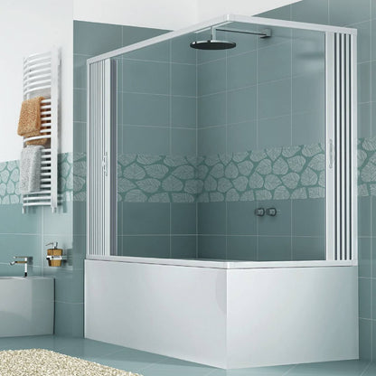 Box sopravasca Galassia 70x170 cm in PVC a soffietto angolare — 2 ante, Made in Italy