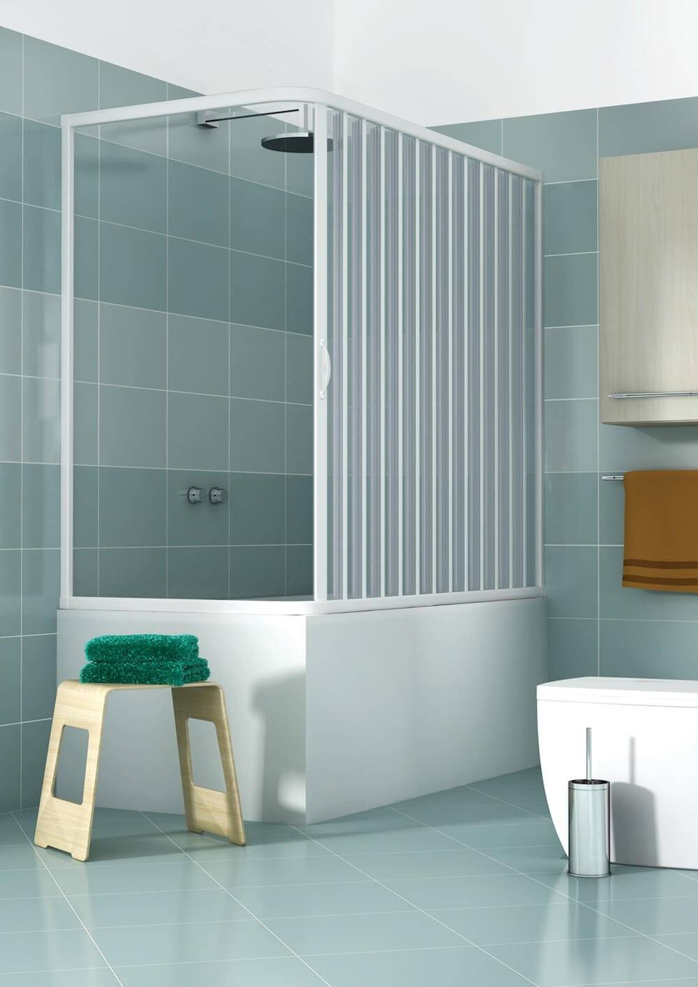 Box sopravasca Galassia 70x150 cm in PVC a soffietto laterale — 1 anta, Made in Italy