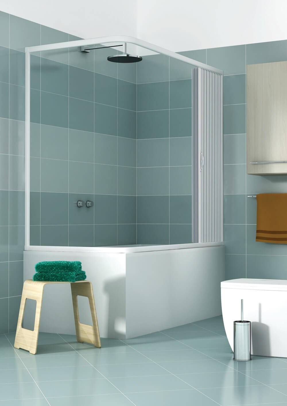 Box sopravasca Galassia 70x160 cm in PVC a soffietto laterale — 1 anta, Made in Italy