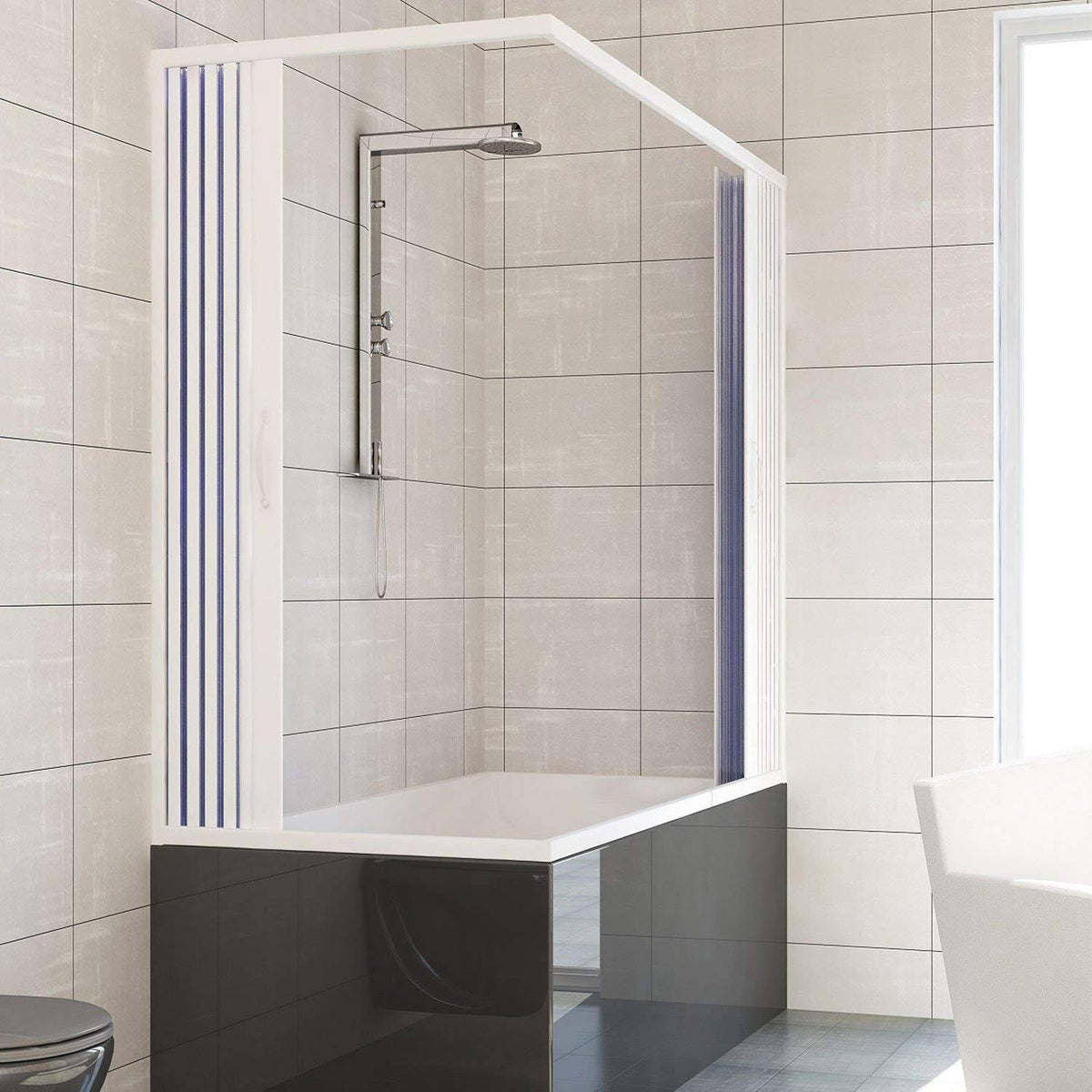 Nadia over-bath screen, 2 panels, 70x170cm, with corner opening