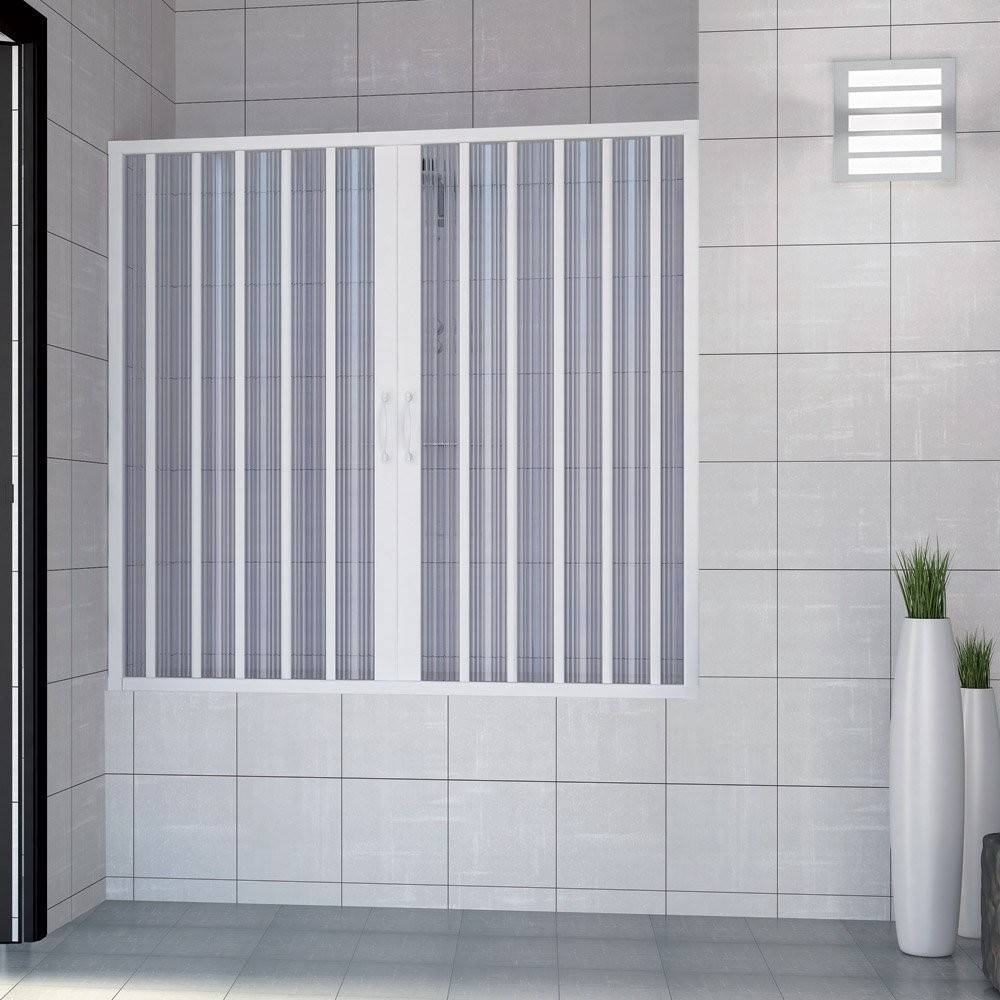Nina over-bath screen, wall-mounted, 2-door, 160cm, central opening