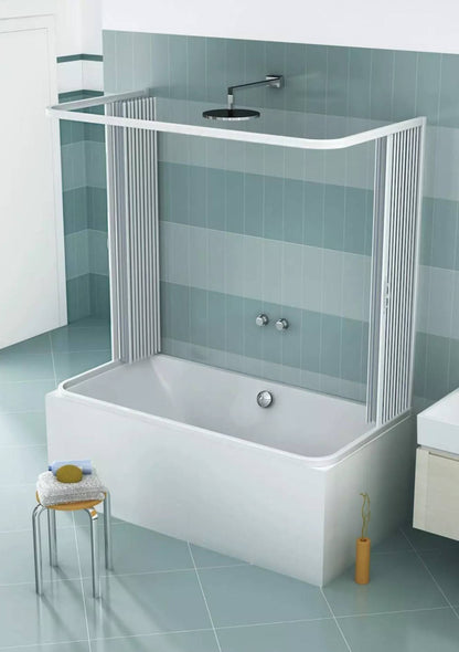 Box sopravasca Venusia 3 lati 70x150 cm in PVC a soffietto centrale — Made in Italy