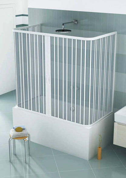 Box sopravasca Venusia 3 lati 70x150 cm in PVC a soffietto centrale — Made in Italy