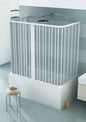 Three-sided Venusia over-bath screen, 70x170 cm, in central folding PVC — Made in Italy
