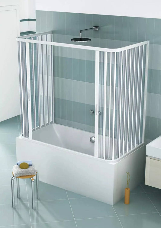 Box sopravasca Venusia 3 lati 70x170 cm in PVC a soffietto centrale — Made in Italy