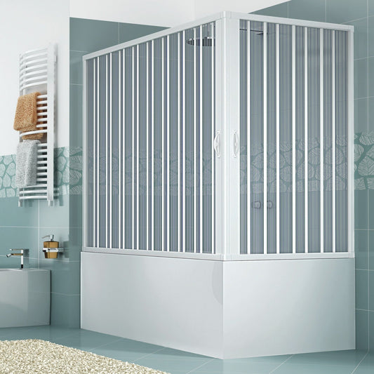 Box sopravasca Galassia 70x150 cm in PVC a soffietto angolare — 2 ante, Made in Italy