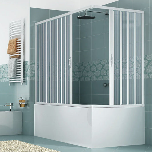 Box sopravasca Galassia 70x150 cm in PVC a soffietto angolare — 2 ante, Made in Italy