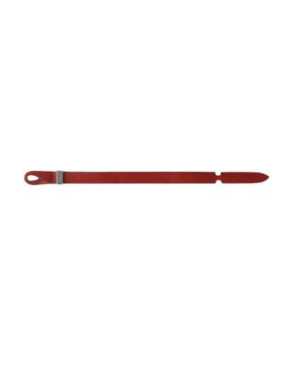 Bracciale Nobuckle Bull Rosso in Cuoio con Dettaglio Argento