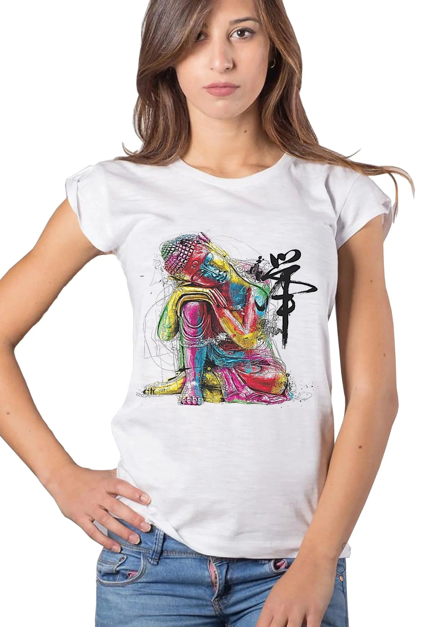 Buddha Art T-Shirt Donna Cotone Eco Fiammato | STREET STYLE