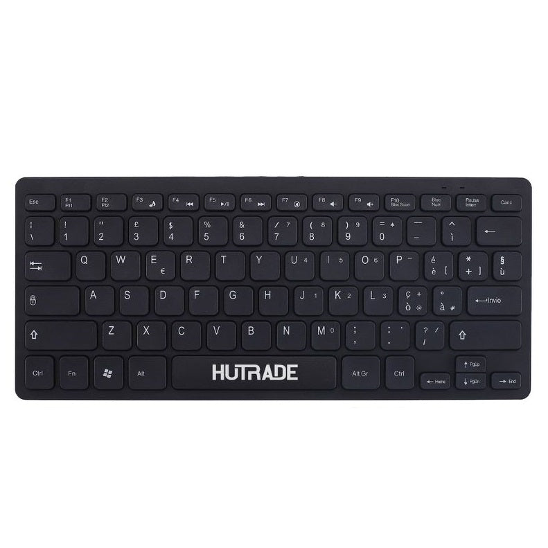 Hutrade Mini Tastiera Slim Cablata USB Silenziosa per Computer Mac/Pc Layout Italia Black