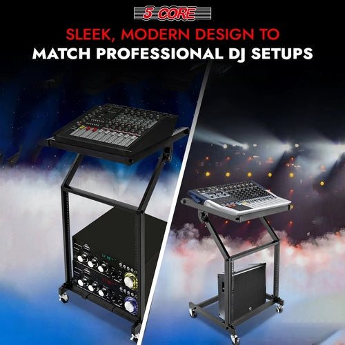 Supporto rack DJ 5Core 9U regolabile con ruote