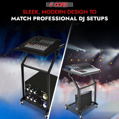 Supporto rack DJ 5Core 9U regolabile con ruote