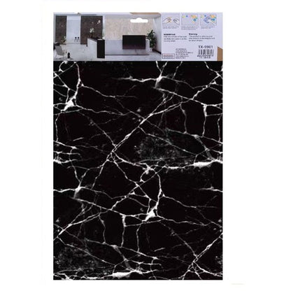 ADESIVO CARTA DA PARATO 3D EFFETTO MARMO NERO PANNELLO SPUGNA 30X60CM |TX-9981
