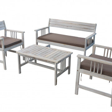 Set salotto Bali con cuscini in legno di acacia