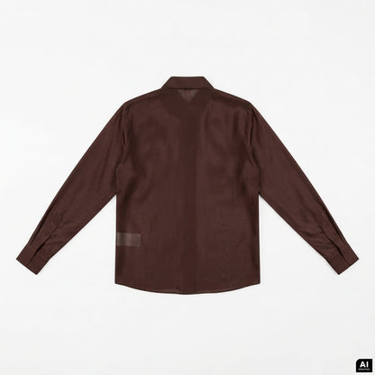 Gaudì camicia da donna manica lunga con volant 621BD45018 2411 cioccolato