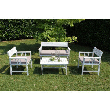 Set salotto Bali con cuscini in legno di acacia