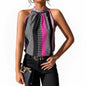 Women's Multicolor Sleeveless Summer Shirt – Vibrant Pattern High Neck