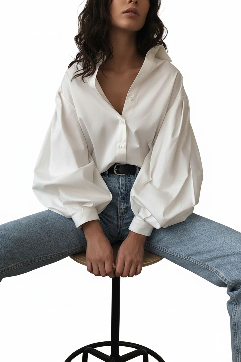 Camicia Donna a Maniche Larghe Elegante Disponibile in 3 Colori