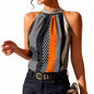 Women's Multicolor Sleeveless Summer Shirt – Vibrant Pattern High Neck