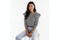 Women's Striped Ruffle Long Sleeve Elegant T-Shirt