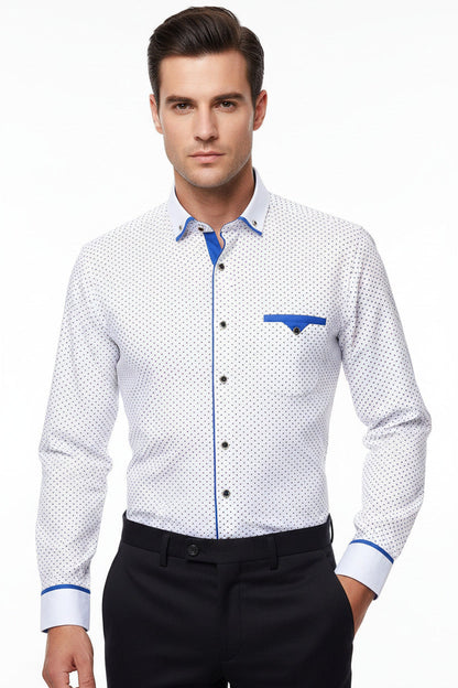 Camicia Uomo Slim Fit Manica Lunga Elegante Casual Aderente