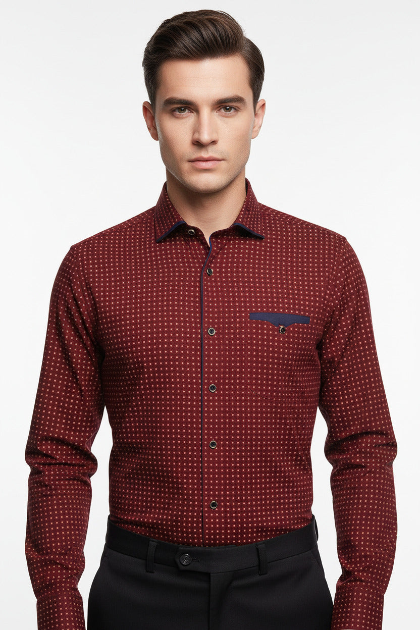 Camicia Uomo Slim Fit Manica Lunga Elegante Casual Aderente