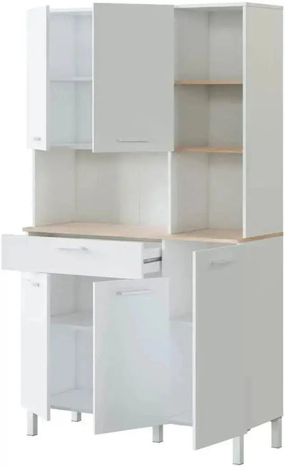 Armadio da cucina bianco artik/canadian con 5 ante, 1 cassetto e 3 ripiani