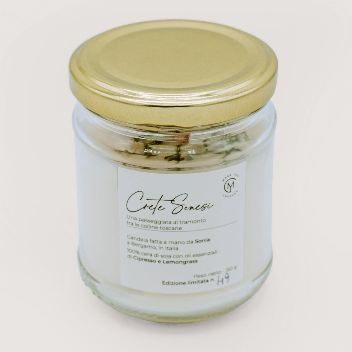 Eco Candela naturale in cera di soia