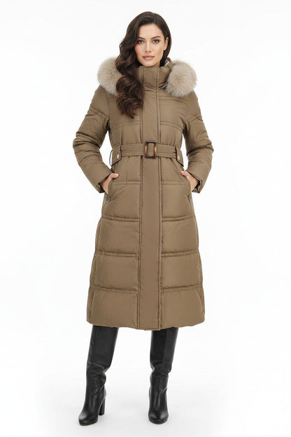 Cappotto Donna con Pelliccia Invernale | Giubbotto Lungo Caldo Elegante con Cappuccio