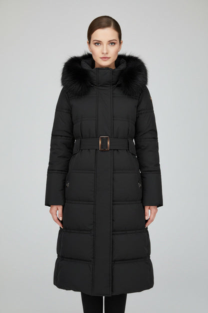 Cappotto Donna con Pelliccia Invernale | Giubbotto Lungo Caldo Elegante con Cappuccio