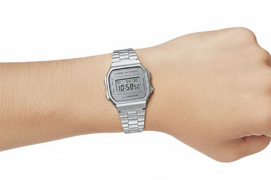 Casio A168WEM-7DF – Orologio Digitale Uomo in acciaio vintage con quadrante argento | LowEconomy