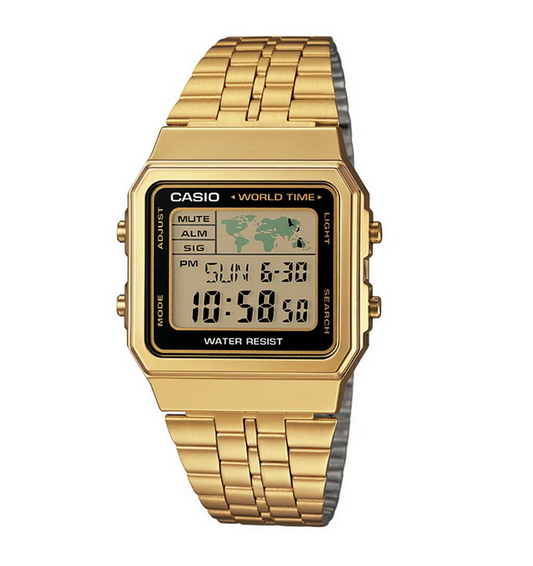 Casio A-500WGA-1D – Orologio Digitale Vintage oro con orario mondiale