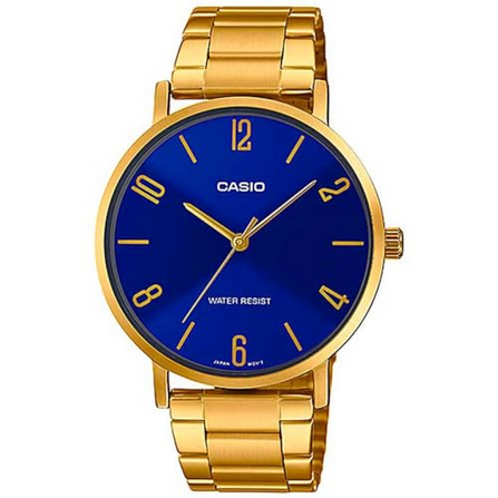 Casio MTP-VT01G-2B2 – Orologio Uomo Acciaio Oro / Quadrante Blu-Navy