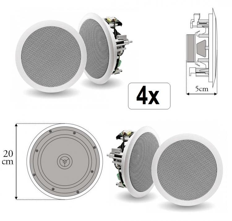 4-teiliges Set Einbaulautsprecher für die Decke, Audiosystem, Lautsprecher