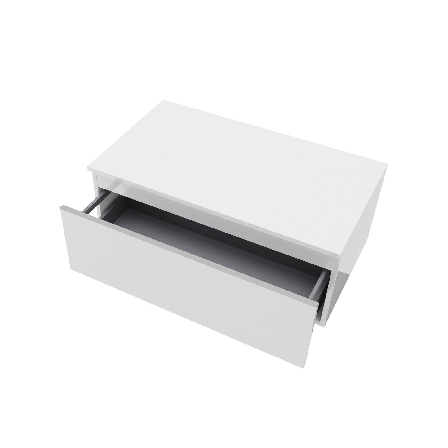 Cassetto da bagno sospeso da 80cm di colore bianco lucido