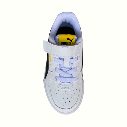 Puma sneakers bassa unisex junior con laccio elastico e velcro Caven AC+PS 389307 14 white-black-yellow